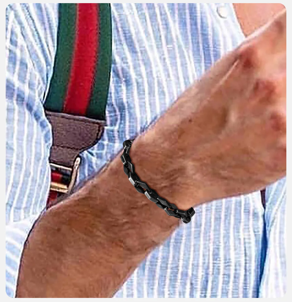 Vnox klobige handgefertigte Gliederkettenarmbänder für Männer, Rhombus Links Armband, Punk Rock Schmuck Geschenk – Detail 4