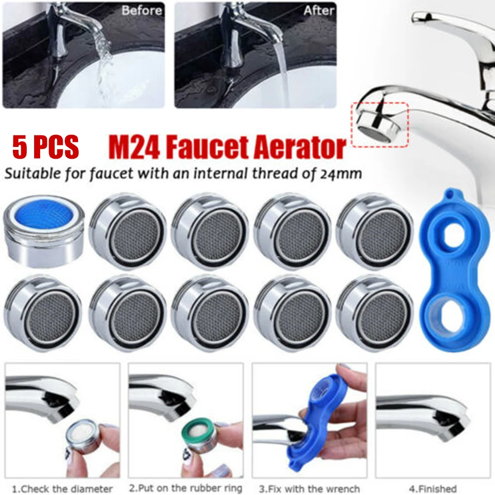 5 Pcs Faucet Aerators Water Tap Sieb  Mixing Nozzle Wrench Perlator Faucet Aerators Regulator M24 Parts Element