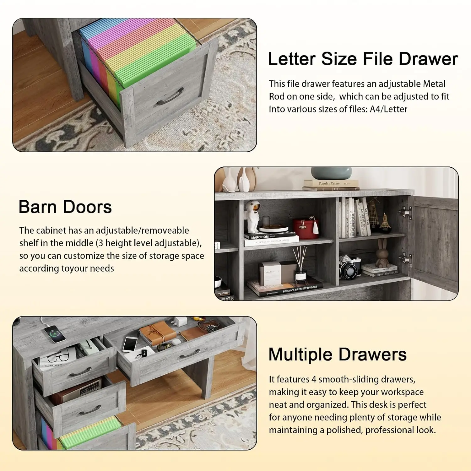Farmhouse Executive Desk with Hutch 6