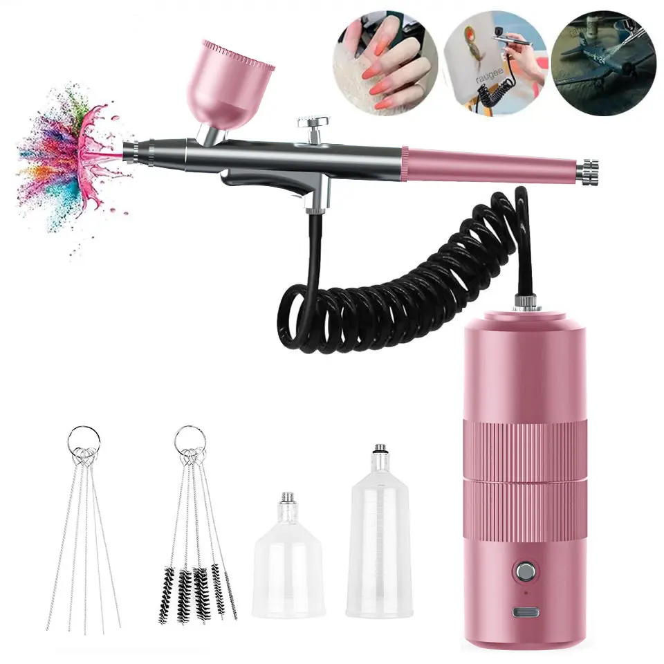 Airbrush Nail with Compressor Portable Air Brush with Compressor For Nails Art Cake Painting Craft Airbrush Nail Art Compressor 4