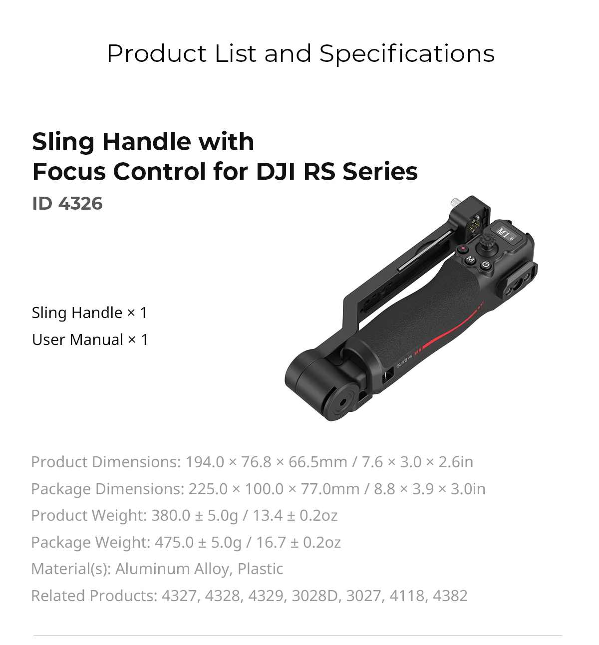 Focus Control Handle / Dual Handle for DJI RS 2 / RS 3 Pro / RS 4 Pro Stabilizer