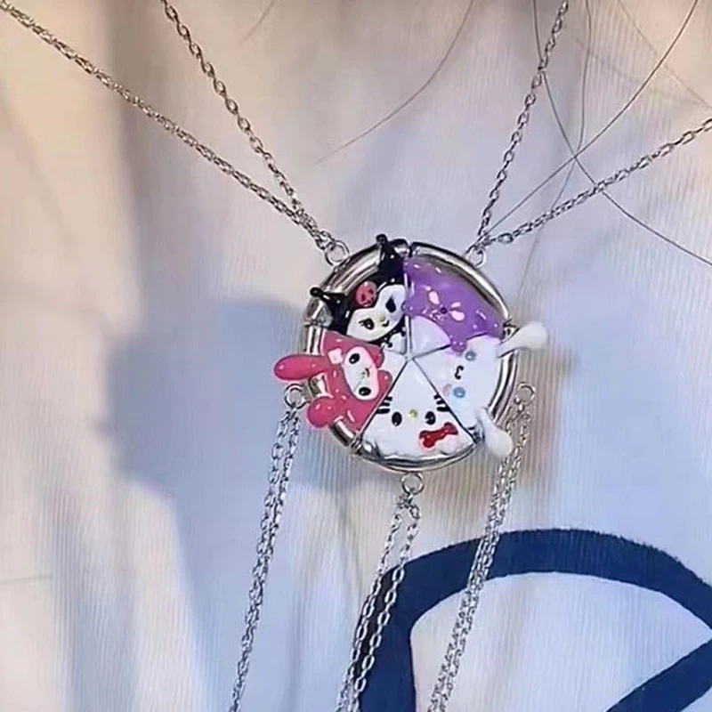 

1 шт. кулон HelloKitty Kulome пицца ожерелье Sanrio Милая подвеска магнитное ожерелье сестры мультфильм модные ювелирные изделия лучший друг подарок