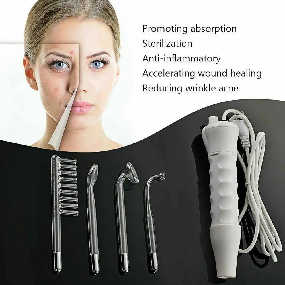Portable Handheld High Frequency Skin Therapy Wand Machine for Acne Treatment Skin Tightening Wrinkle Reducing D5P4 portable handheld tightening ems neck skin care beauty device microcurrent face lifting massager