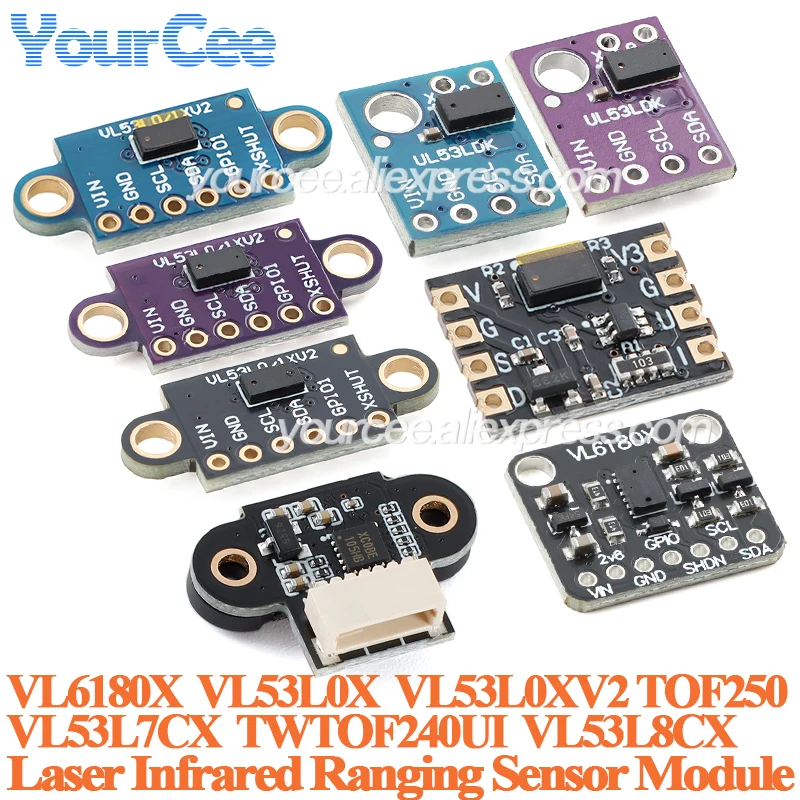 5pcs/1pc Laser Ranging Sensor Module VL6180X VL53L0X VL53L8CX VL53L7CX VL53L3CX TOF250 TWTOF240UI TOF050F TOF400 Distance Sensor