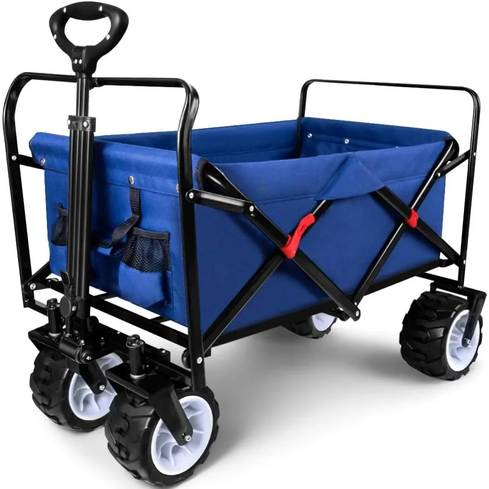 

Garden Cart, Folding Wagon Carts 350 Pound Capacity Collapsible Foldable Beach Wagon with Big Wheels, Garden Cart