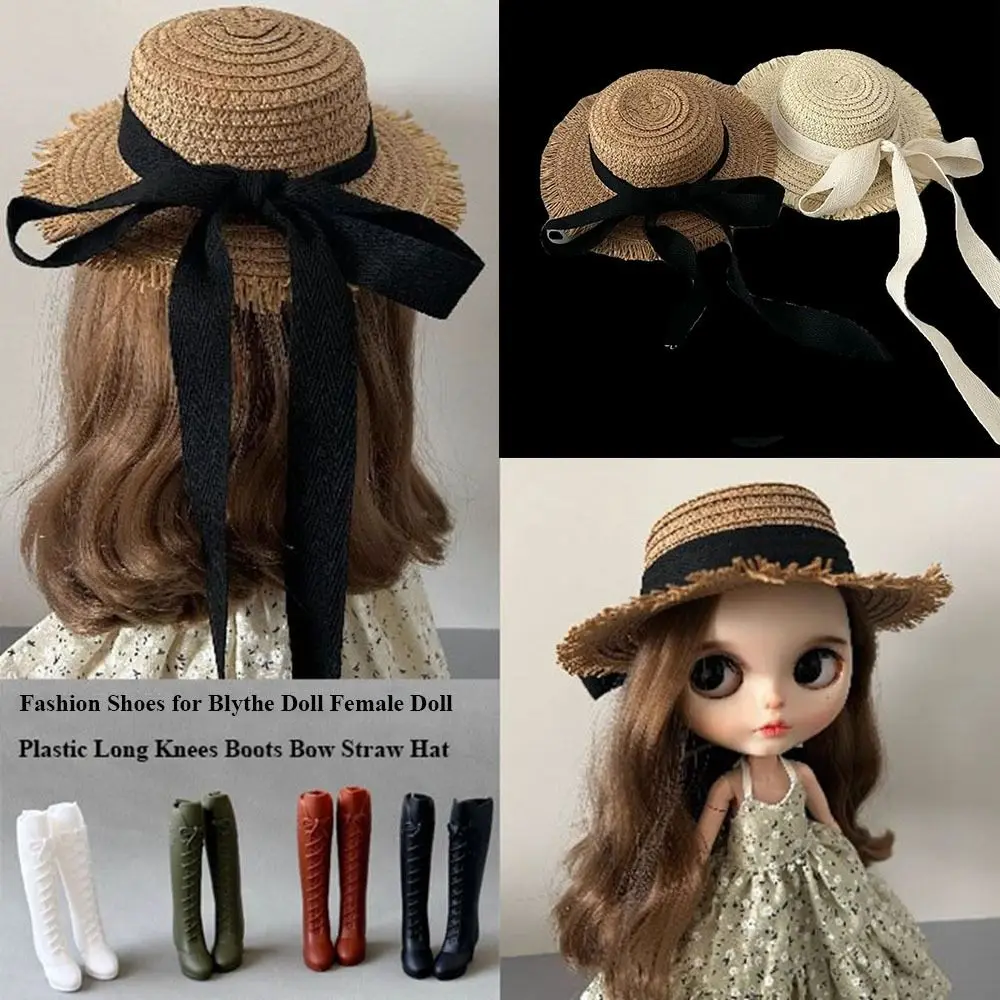 Fashion Doll Shoes Plastic Multistyles Female Doll DIY Accessories Bow Straw Hat for azone/licca/ob24/26/27 Dolls