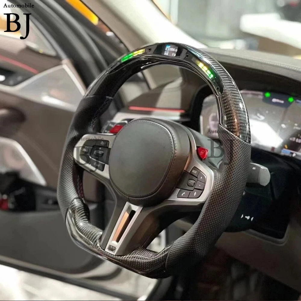 LED Steering Wheel Fit For BMW M1 M2 M3 M4 M5 G Series F40 F44 G20 G21 G28 G22 G29 G80 Carbon Fiber Customized Sport Wheel 6