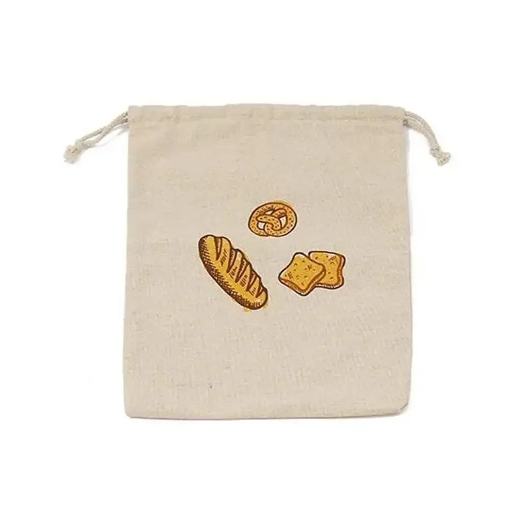 Reusable Drawstring Linen Bread Bags Large Washable Storage Food Accessories Home Unbleached Kitchen Organizer