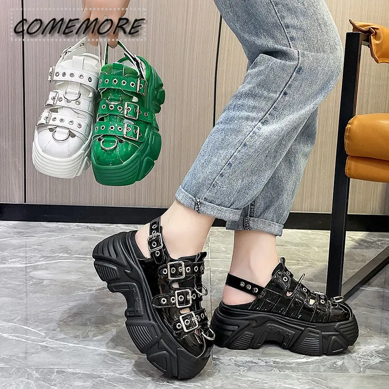 New Thick Sole Punk Sandals Women Wrap Toe Hollow Outs Roman Sandalias for Women's Casual Beach Slippers Summer Platform Sandals