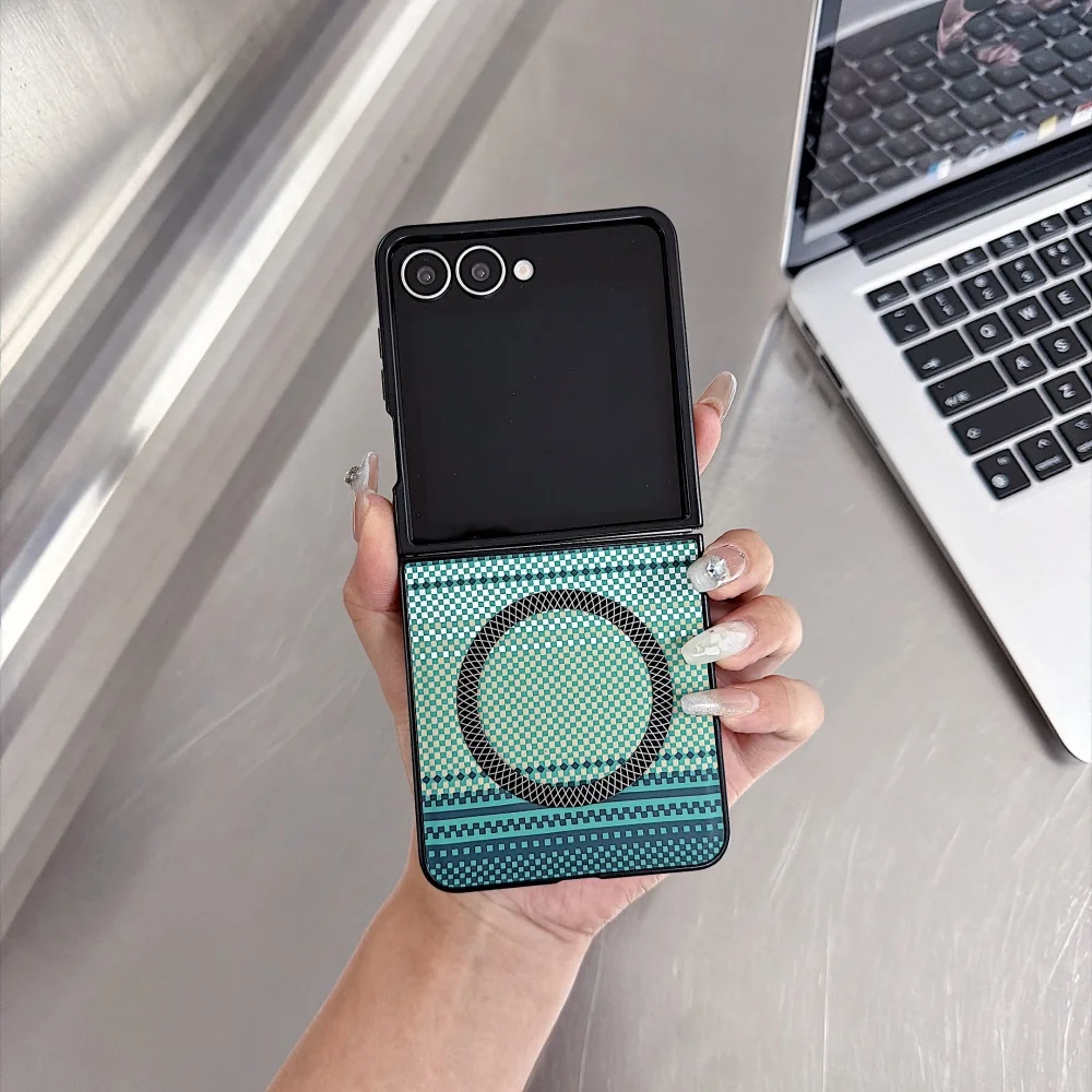 Woven Texture Color Block Magnetic Wireless Charging Case