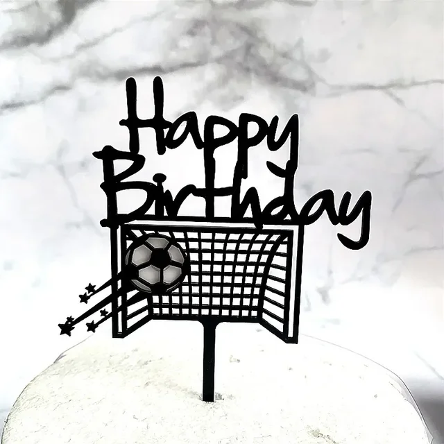 Acrylic Boy Football Sports Theme Happy Birthday Cake Topper Cartoon Kids Soccer Decoration Party Supplies