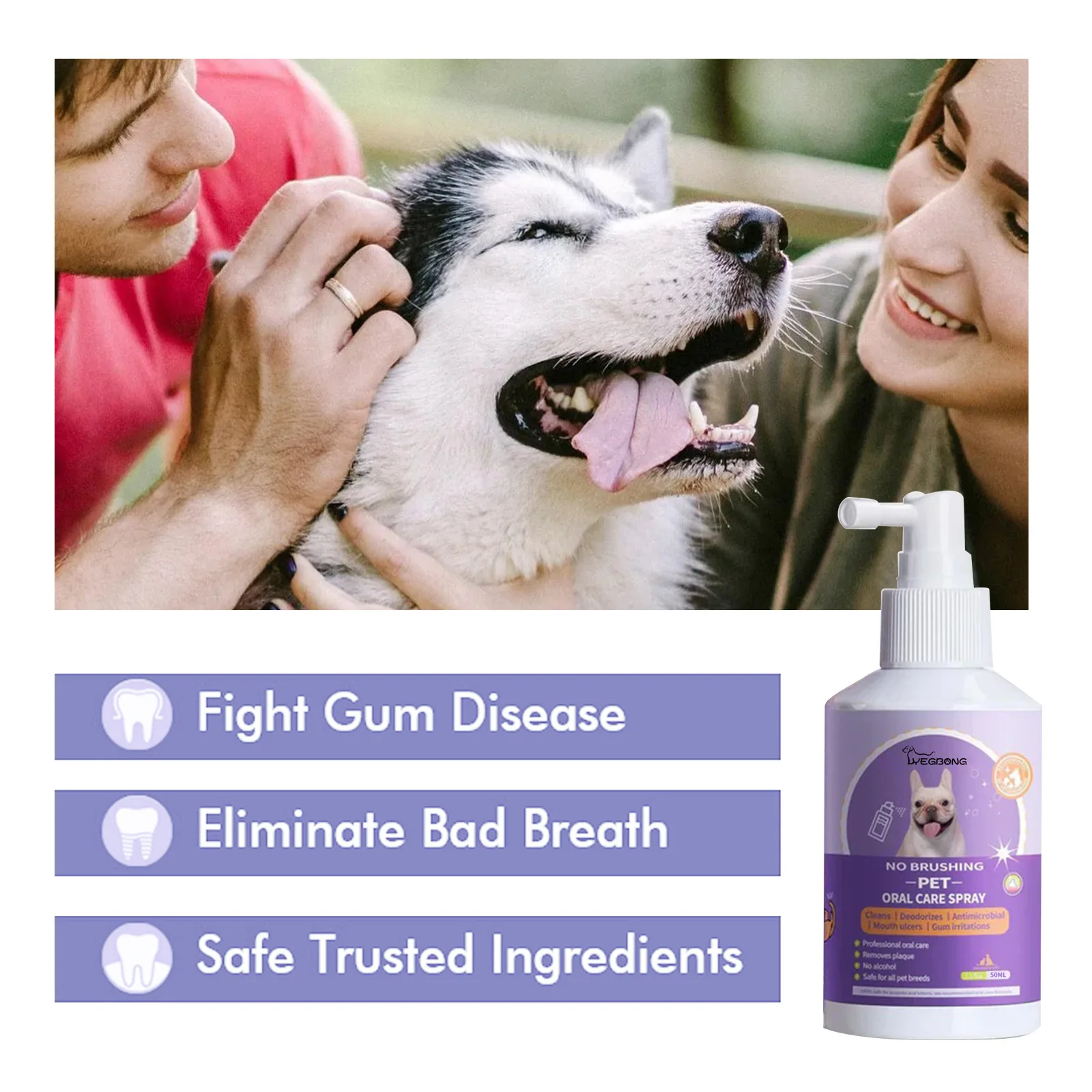 50ml Pet Oral Cleanse Spray Dogs Mouth Fresh Teeth Clean Deodorant Prevent Calculus Remove Kitten Bad Breath Mouth Pet Supplies