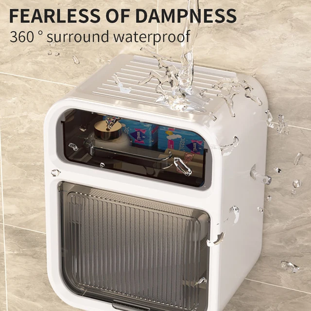 Többfunkciós Wc -Papír Tartó Vízálló -Szöveti Doboz Falra Szerelt Szövet Fürdőszoba Papírszövet - Image 2