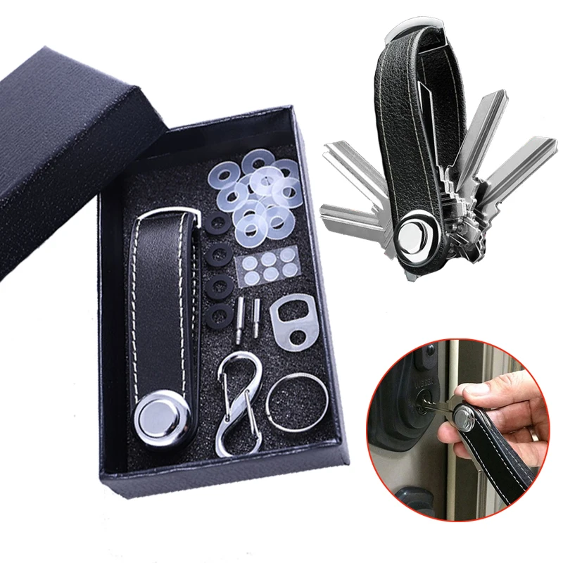 

Leather Key Chain Organizer With Box Key Holder Decorative Holder Home Accessories Christmas Decoration Gifts Outdoor Supplies