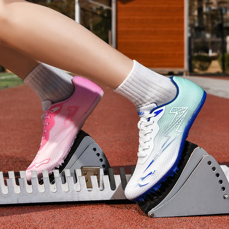 New Student Professional Track and Field Shoes Running Anti Slip Training Shoes Sneakers Ultra Light Hard Soled Long Jump running spikes athletic running shoes