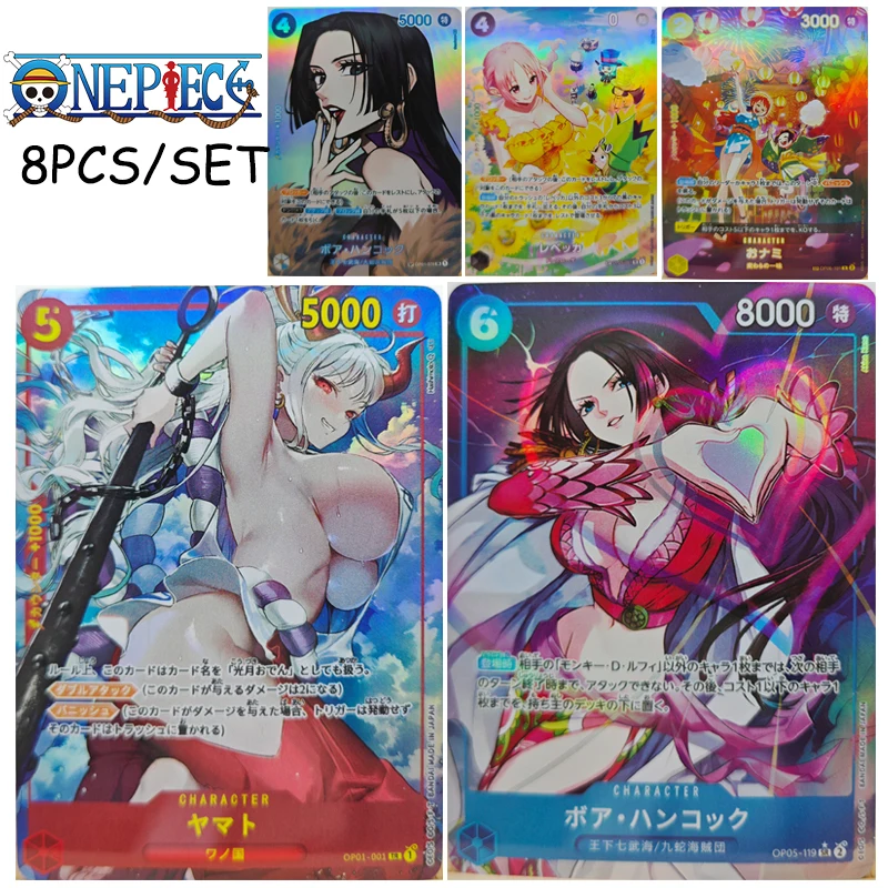 

One Piece Cards 8 PCS/SET DIY Perona Yamato Nicole Robin Han Boa Han Cook Vivi аниме коллекционные открытки подарок на Рождество, день рождения