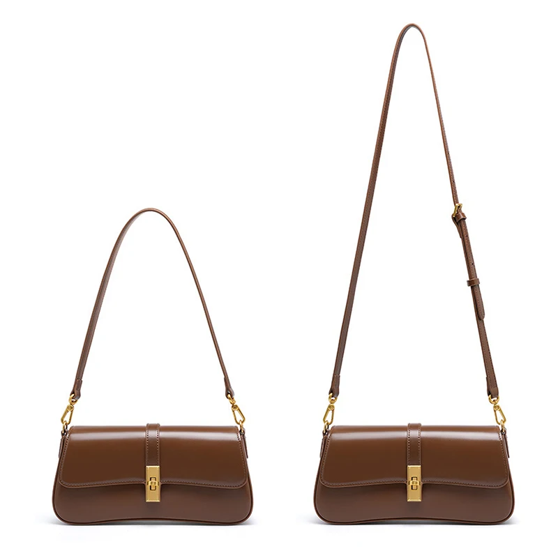 Genuine Leather Women's Shoulder Baguette Crossbody Cowhide Handbags