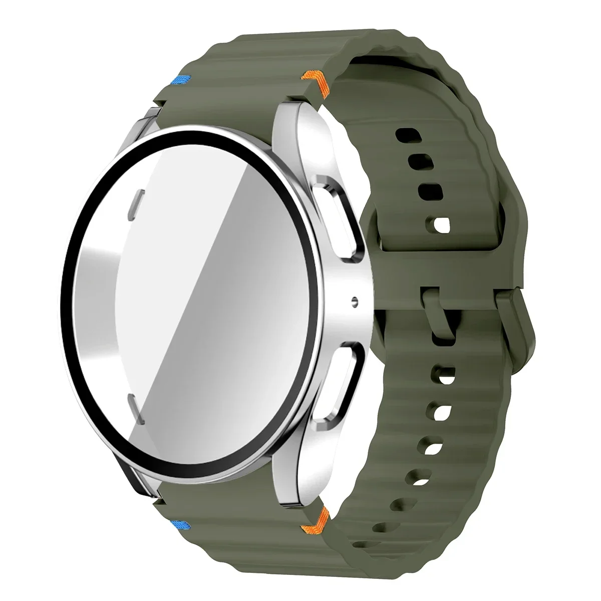 Enhanced Silicone Band and Bumper Case with Tempered Glass Screen Protector