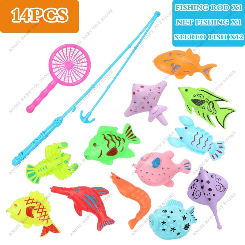 Fishing Toy Set Pool Magnetic Rod Fish with Inflatable Early