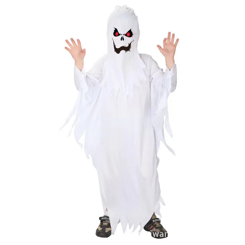 

Halloween Boys Girls White Ghost Scary Cosplay Costume for Kid Child Stage Performance Carnival Party Dress Up Suit