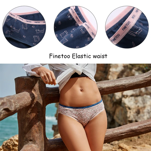 FINETOO Women Cotton Panties Flroal Printing Underwear High Elastic Briefs  Low Waist Underpanty Female Soft Intimates Lingerie - AliExpress