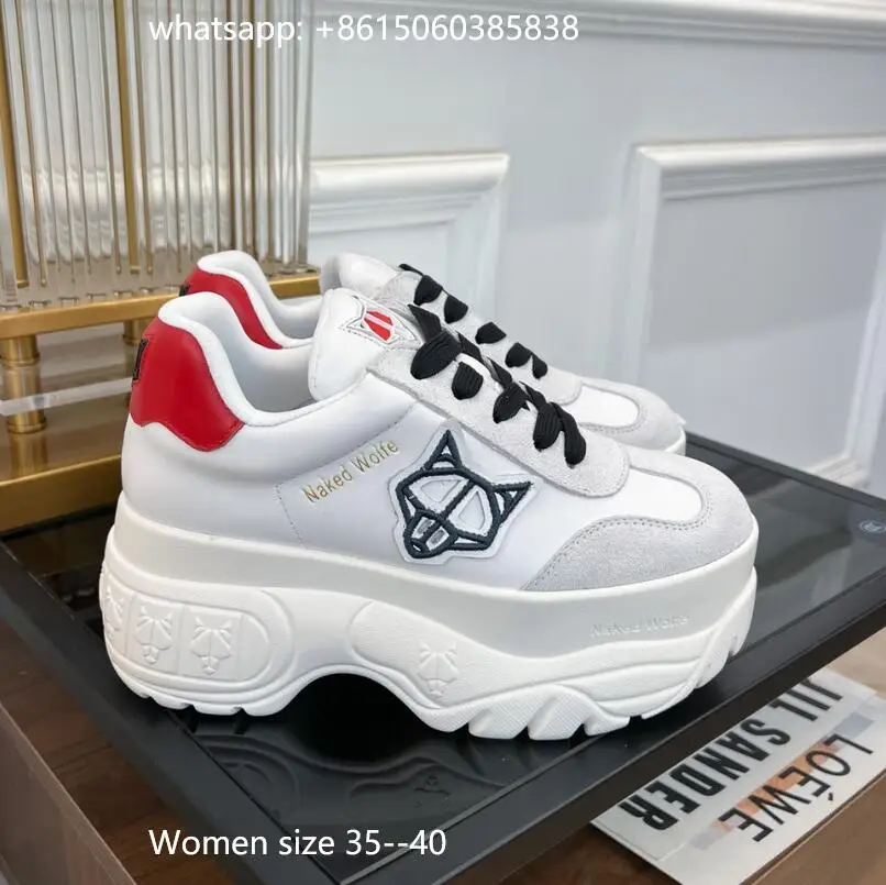 

ladies platform shoes Naked Wolfe Snatch Black White Low Top Sneakers Skate shoes 3D bubble "Wolfe Head" Plaque on the heel