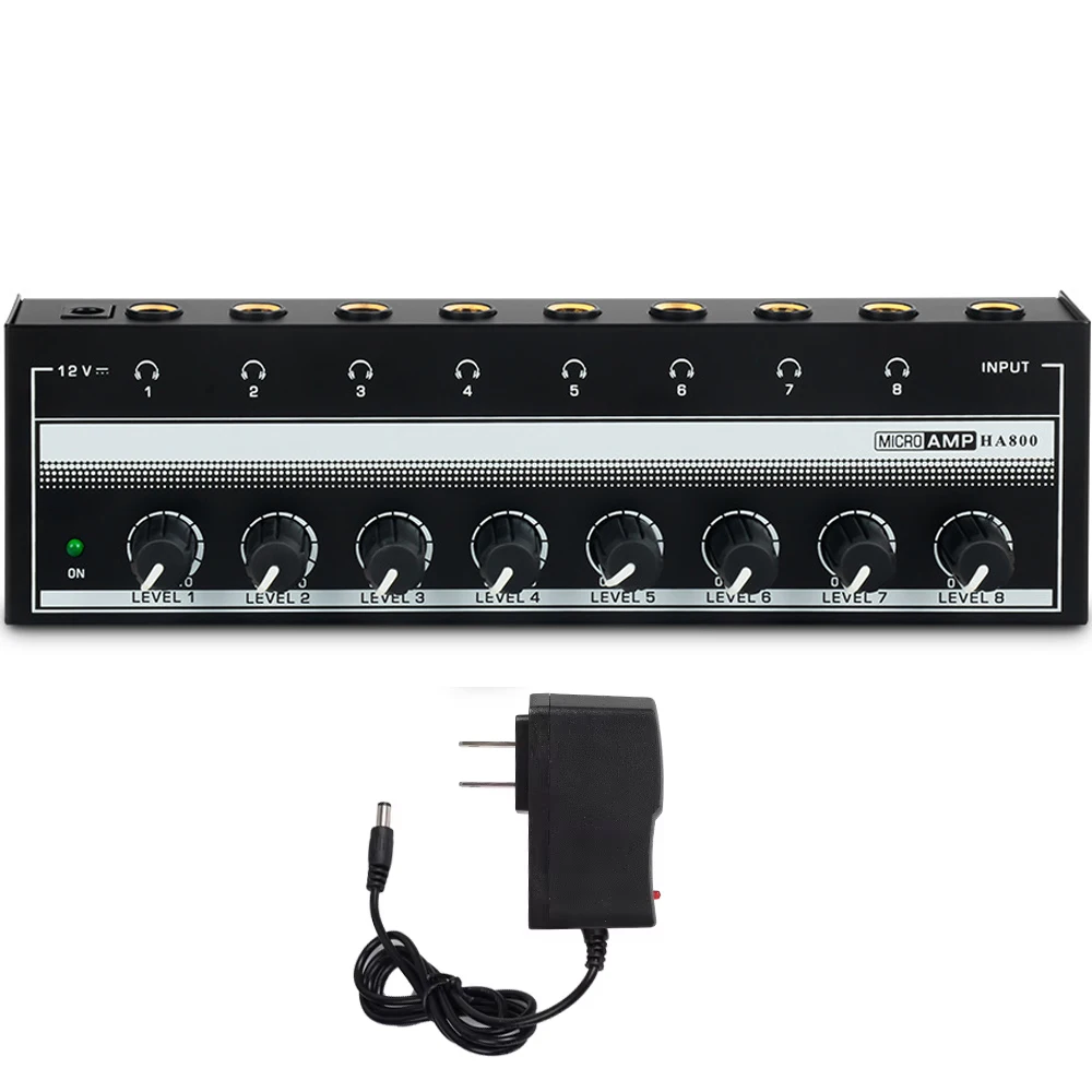 8 Channels Headphone Amplifier Mini Amplifier with Stereo/Mono Switch Profession