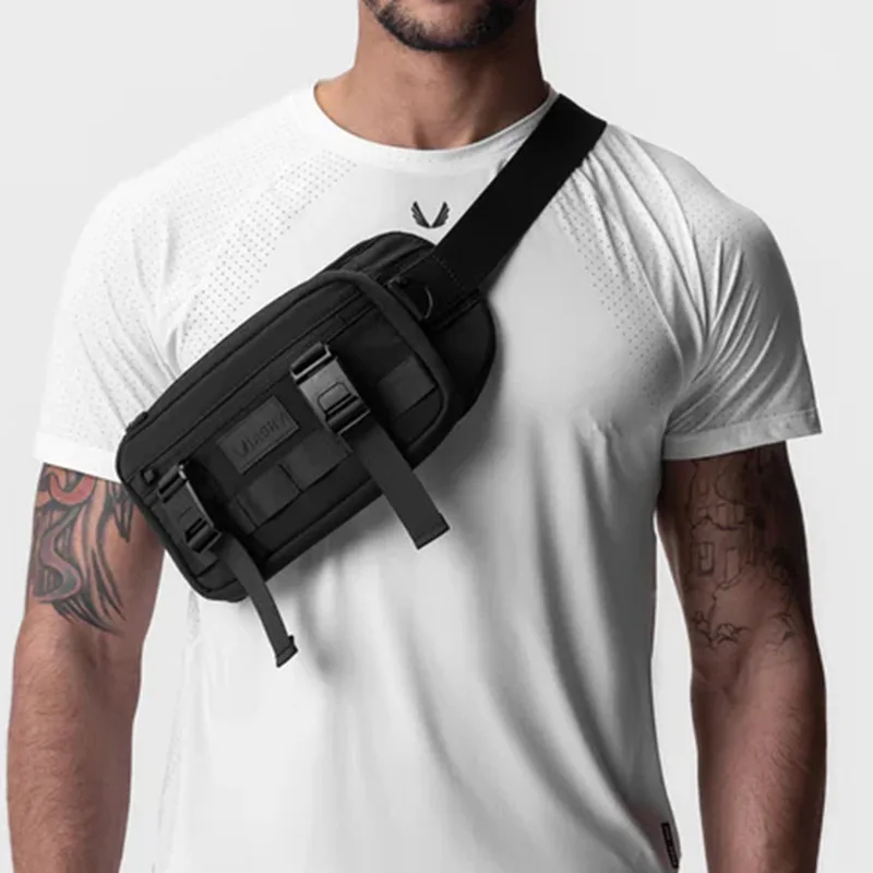 Mens Tactical Vest Chest Bag Outdoors Reflective Multifunction Waist Pack Male Multi-pocket Security Anti-theft Mobile Phone Bag