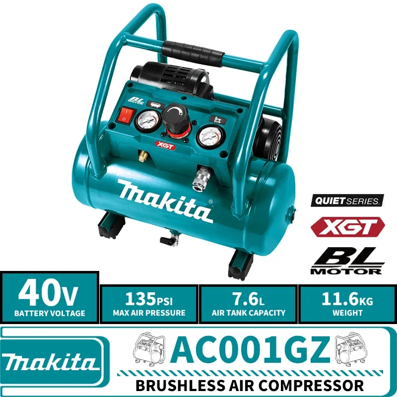 Makita 브러시리스 무선 공기 압축기, XGT 40V 리튬 전동 공구, AC001GZ