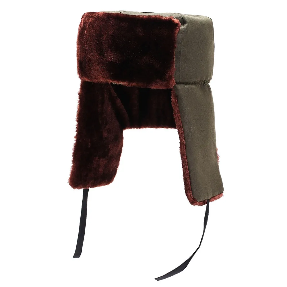 Russian Hat Fur Winter Ushanka Russian Hat Removable Trooper Hat Trapper Hunter Headwear with Ear Flaps Aviator