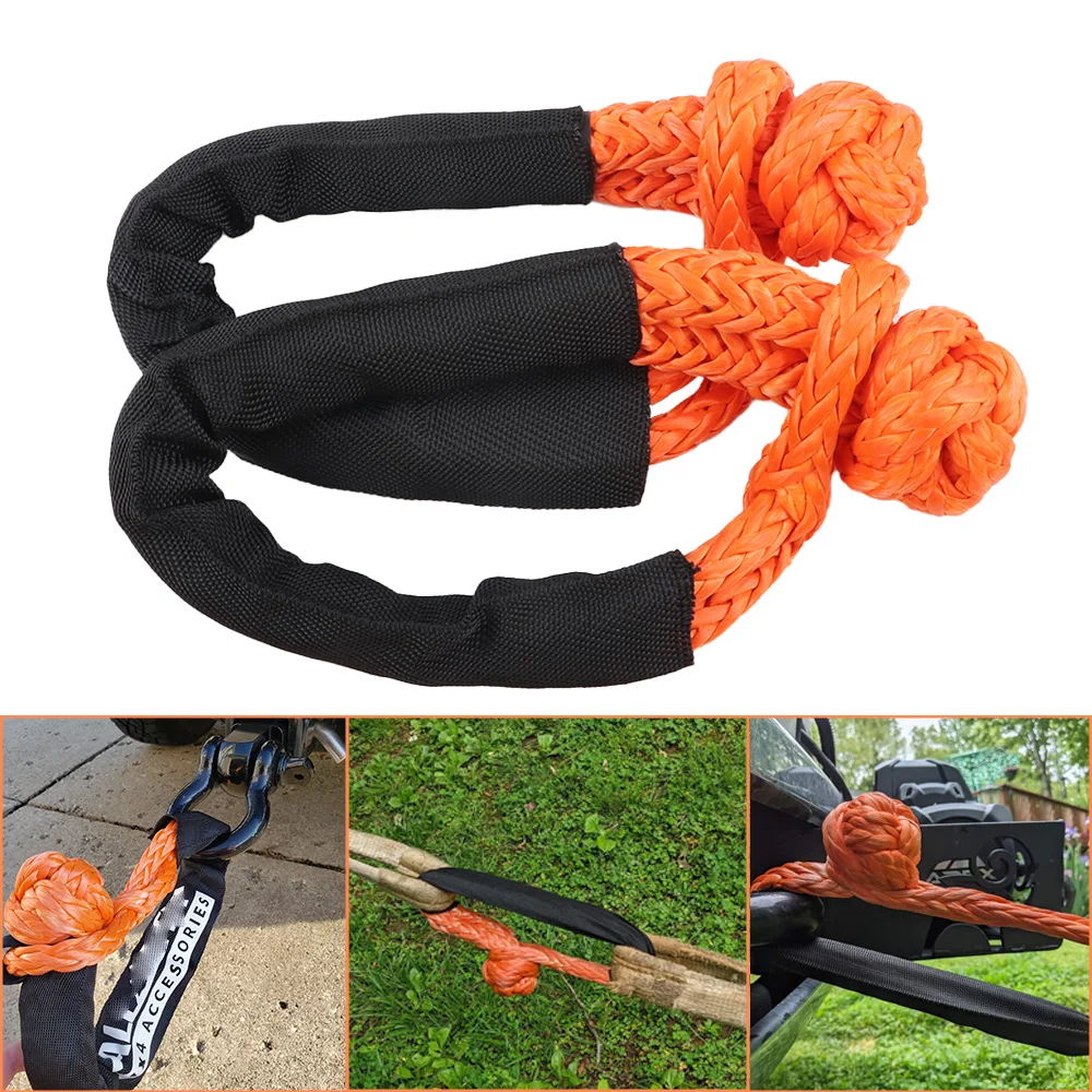 Synthetic Soft Shackle Rope Winch, Tow Hooks,