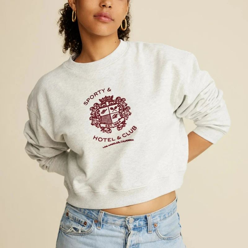 

New Autumn and Winter Letter Printed Short Sweatshirt Round Neck Women Tops