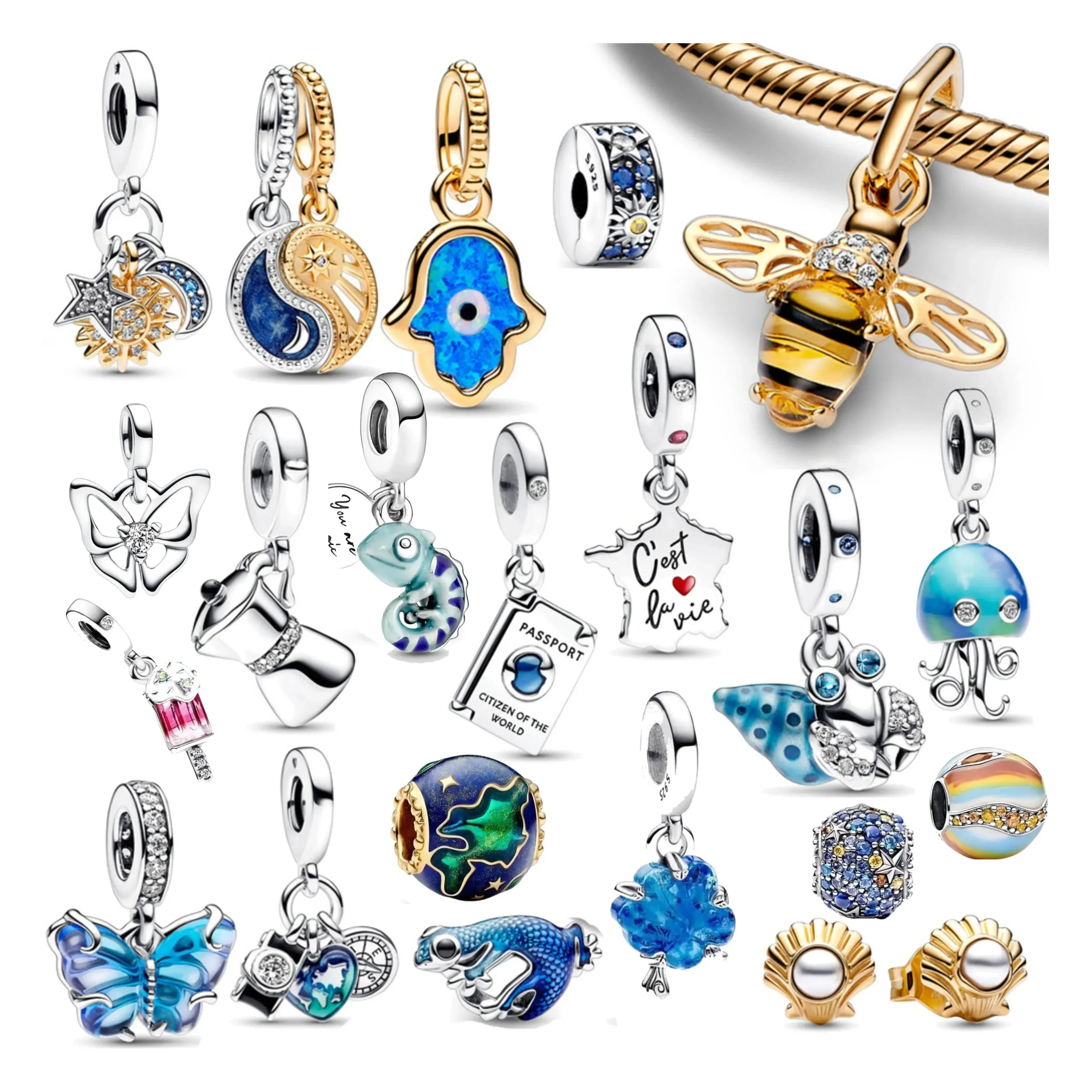 

Hot Sale Jewelry Women Fit Original Bracelets Beadeds DIY Charms Schmuck 925 Sterling Silver Pulseras Para Parejas Beads