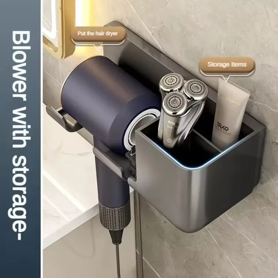 Bathroom Shelf Hair Dryer Holder Without Punching Shower Storage Wire Wound Hair Dryer Hanging Rack Bathroom Shelf Wall storage rack,bathroom shelf,hair dryer holder,shower shelf,bathroom storage shelf,storage shelf