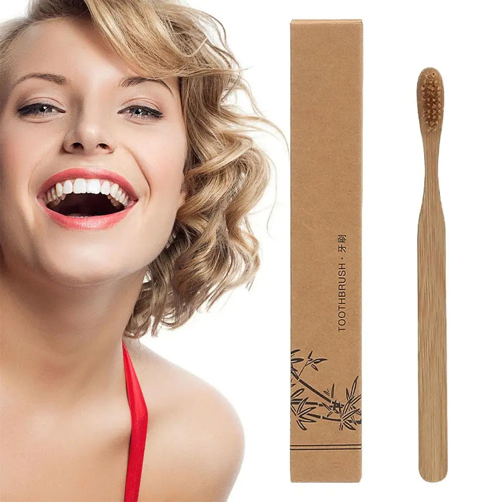 30Pcs 대나무 일회용 칫솔 대나무 숯 부드러운 강모 가정용 천연 친환경 구강 청소 칫솔