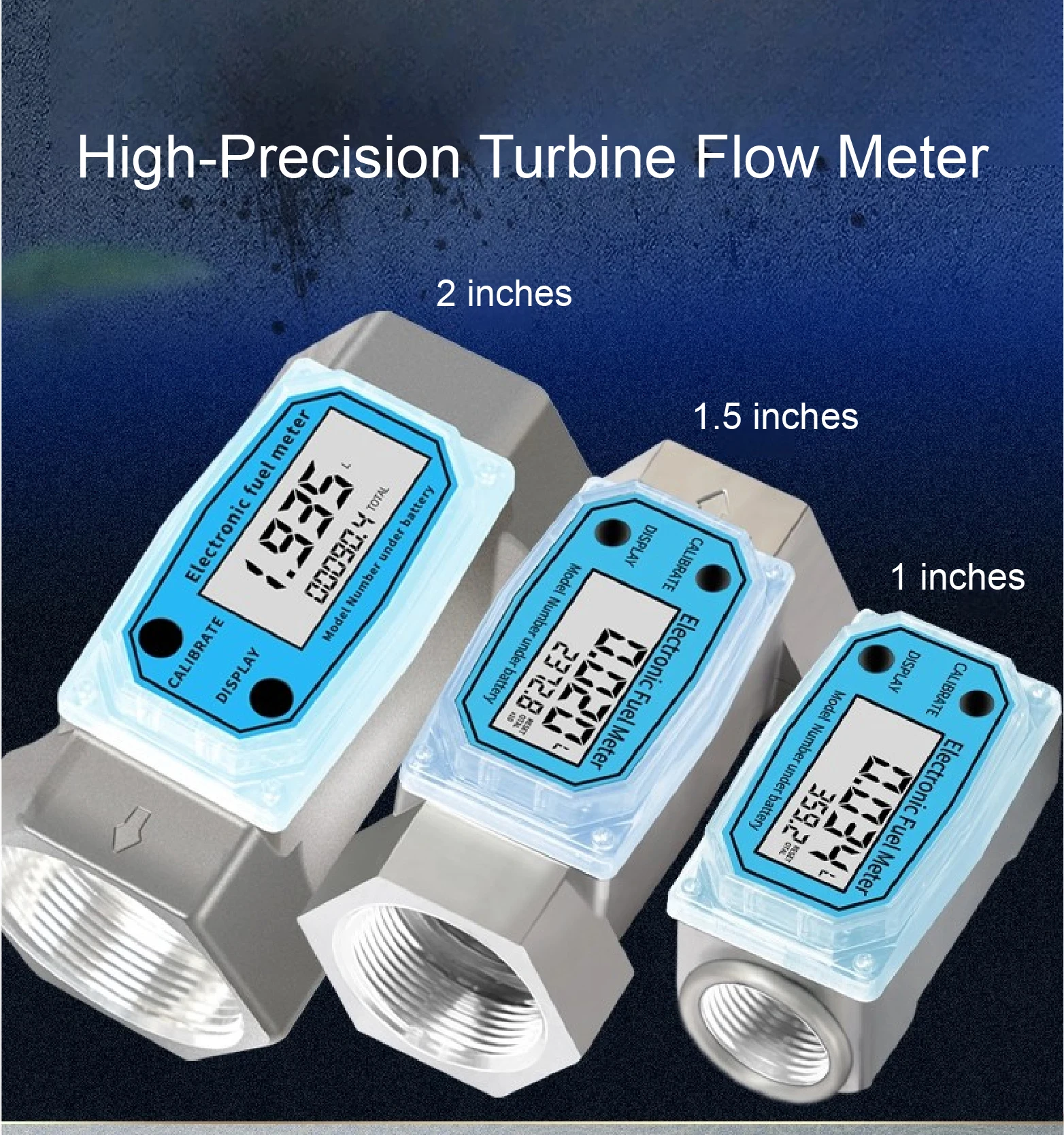 Electronic Turbine Fuel Flow Meter G3/4 G1 G1.5 G2 Inch Diesel Petrol Water Digi