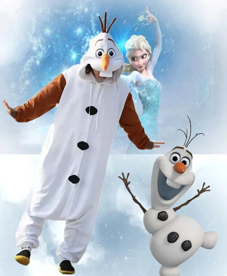 Anime Olaf Schneemann Kigurumi Onesies Cosplay Kostüm Erwachsene Kinder Pyjamas Weiß Overall Party Winter Cartoon Nachtwäsche Geschenke – Detail 5