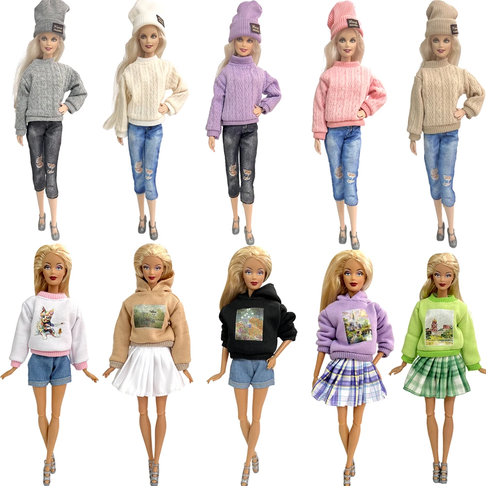 1 Set  Fashion Sports Outfit  Casual Wear Dress Demin Pants For 1/6 Doll Running Clothes For Barbie Doll Accessories Toys JJ 17cm bjd dolls mini fashion diy dress up toys for girl dolls clothes sports doll toys hand puppet table decorations