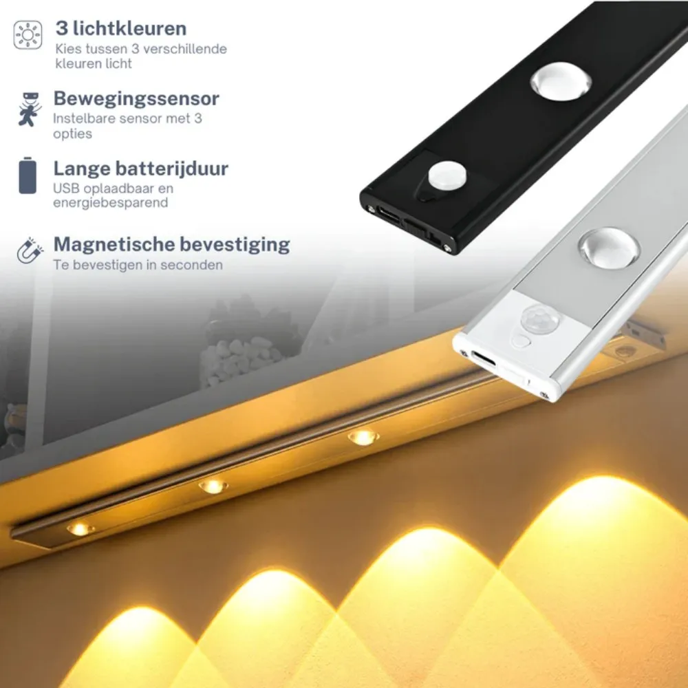 

Ultra Thin LED Lights Wireless Cabinet Lighting PIR Motion Sensor USB Rechargeable Night Lights for Cabinet Kitchen Bedroom Lamp