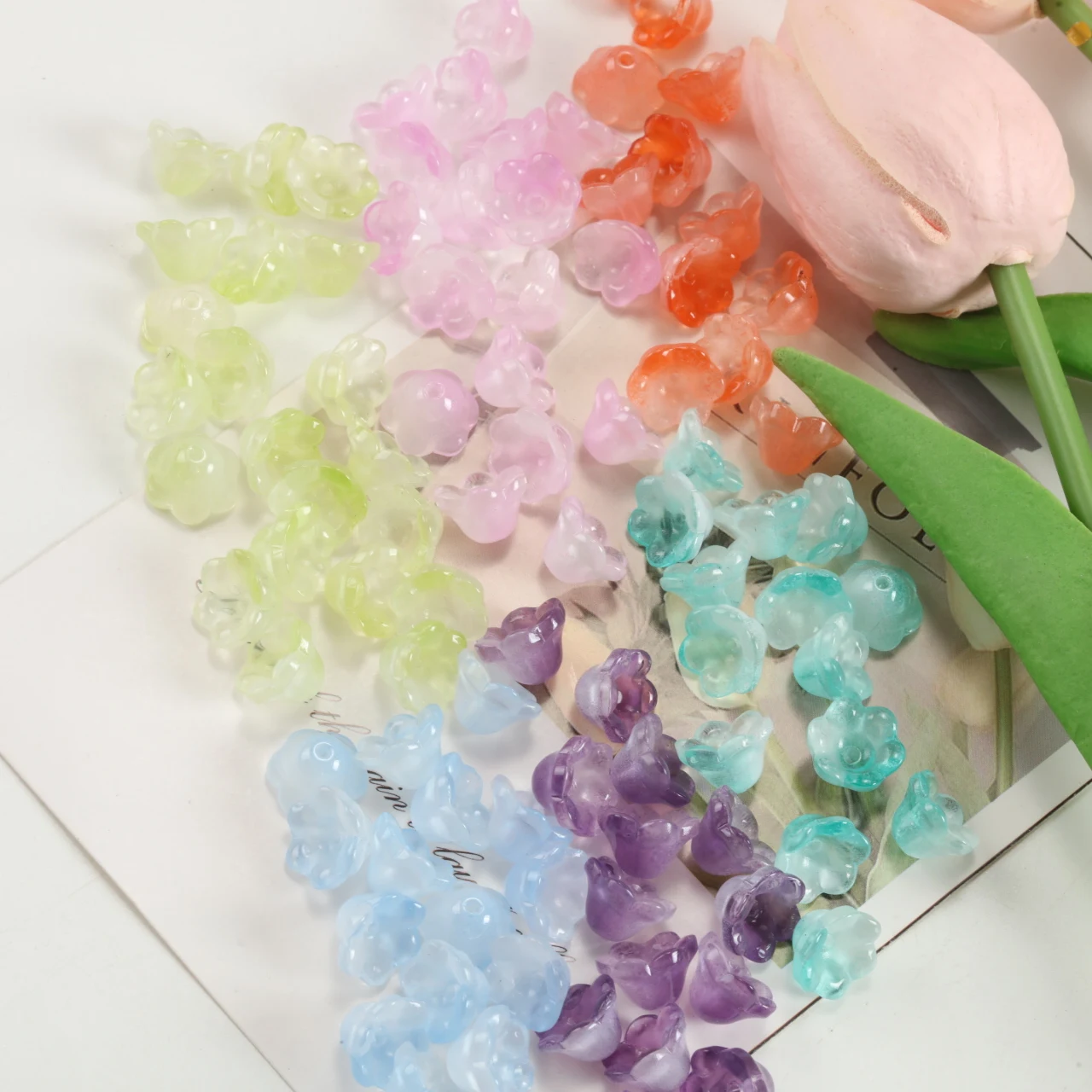 Colorful Lily of The Valley Flower Glass Beads