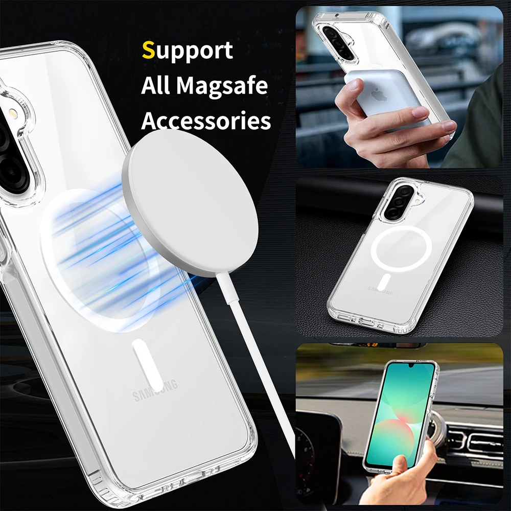Magnetic Magsafe Wireless Charging Clear Hybrid Hard Cover Case