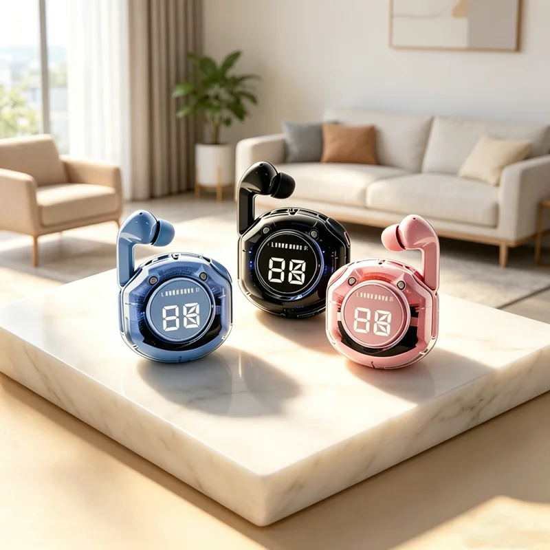 Cuffie Bluetooth T8 con display digitale a LED per l'indicazione della potenza e auricolari wireless._voghion.com