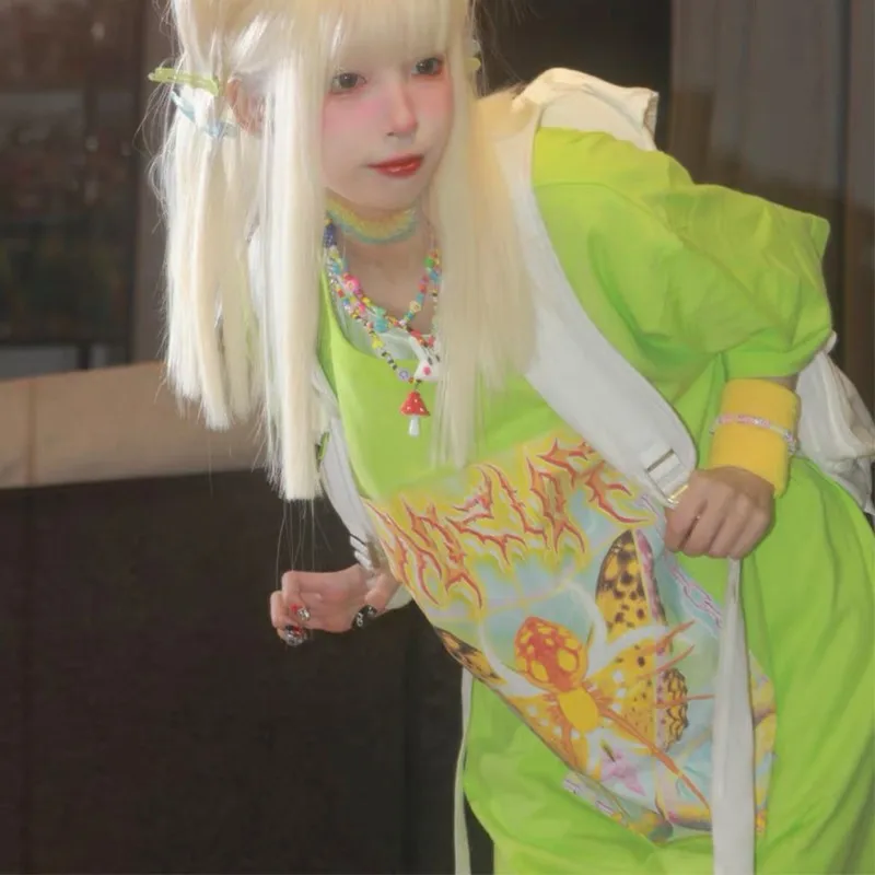 Karrcat Y2k Aesthetics T-shirt 2000s Harajuku E-girls Short Sleeve Tshirt Metal Cyber Chic Tops Punk Style Mall Goth Alt Clothes 6