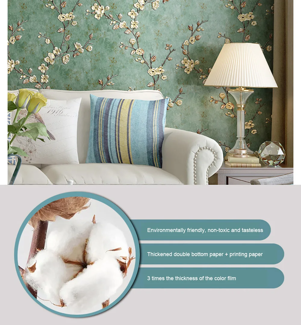 Retro Plum Blossom AB mit selbstklebender Tapeten, Schlafzimmer, Wohnzimmer, Restaurant, Heimdekoration, Tapete, selbstklebend – Detail 6