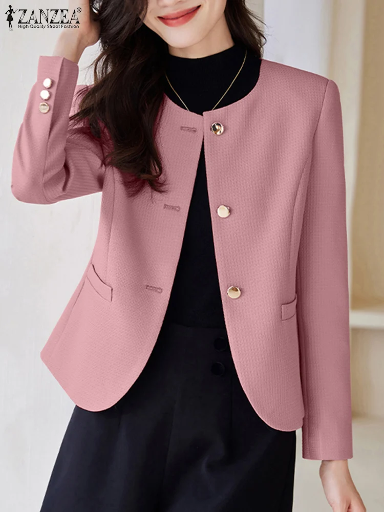 

2023 ZANZEA Korean Fashion Women Work Blazer Suits Autumn Spring Long Sleeve Solid Jackets Casual Elegant OL Thin Coats Outwear