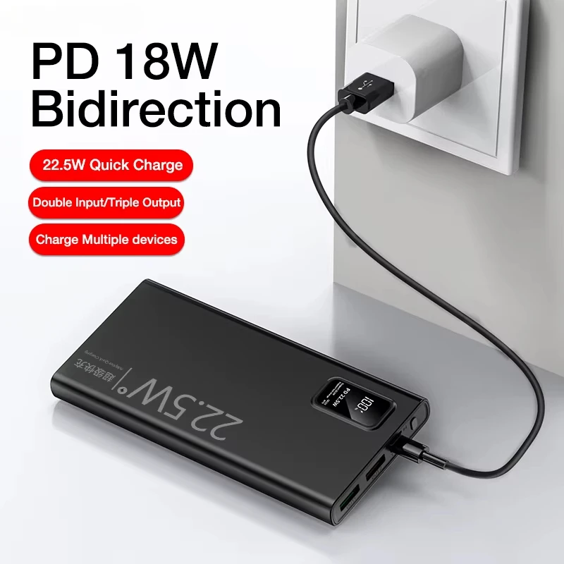 20000mAh Portable Power Bank 22.5W USB C Fast Charging External Spare Battery 10000mAh Powerbank for IPhone 16 15 Samsung Xiaomi 5