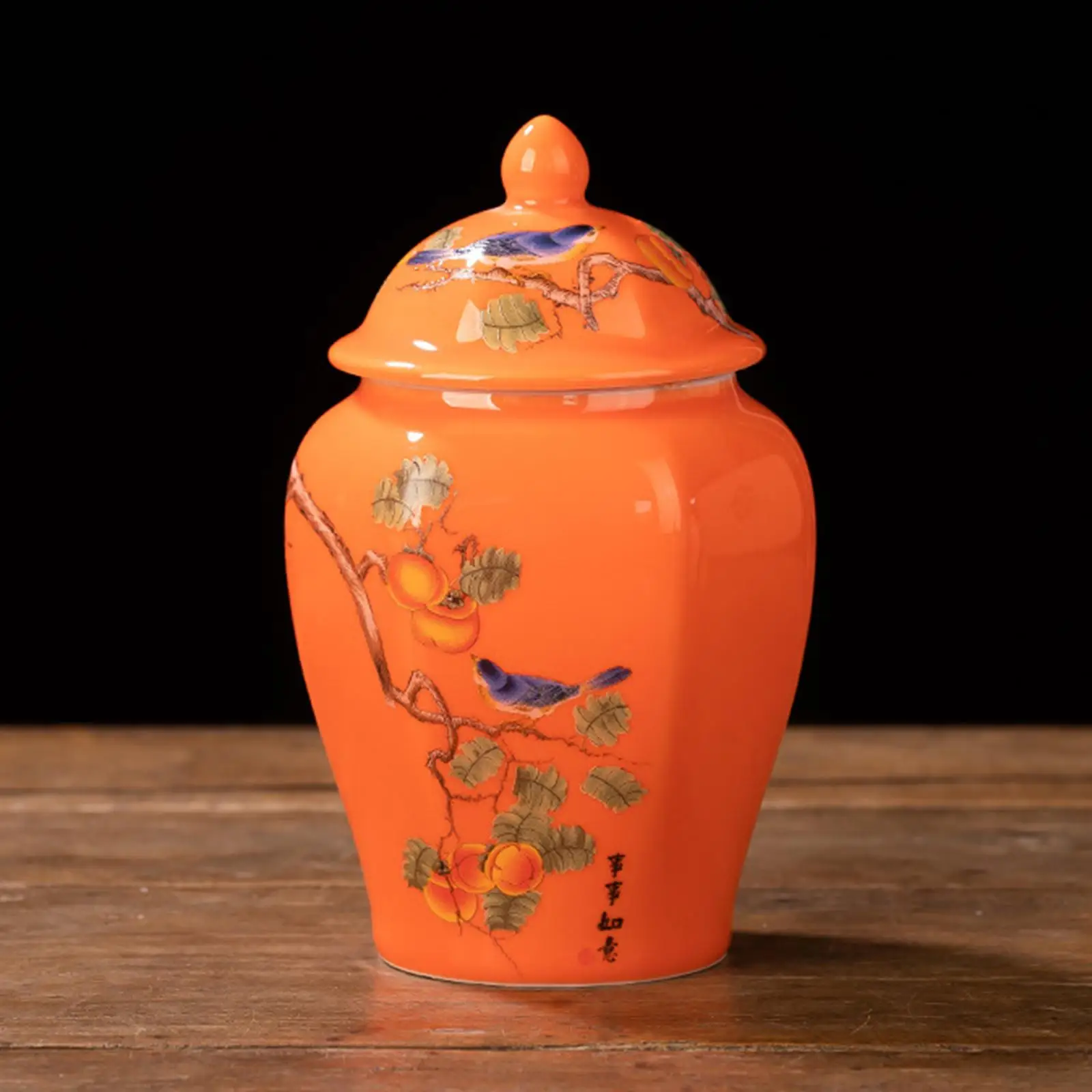 Ceramic Ginger Jar Chinese Vintage Style Gift Decorative Chinoiserie Vase for Countertop Office Party Home Decor Tea Storage ceramic storage jar