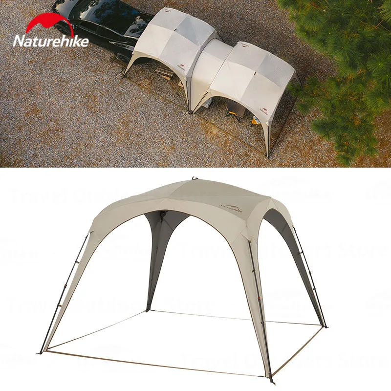 Naturehike Awning 10㎡ camping Tarp Shelter Canopy Quickly open 4 Persons Large Shade Titanium Vinyl Black UPF50+ Waterproof