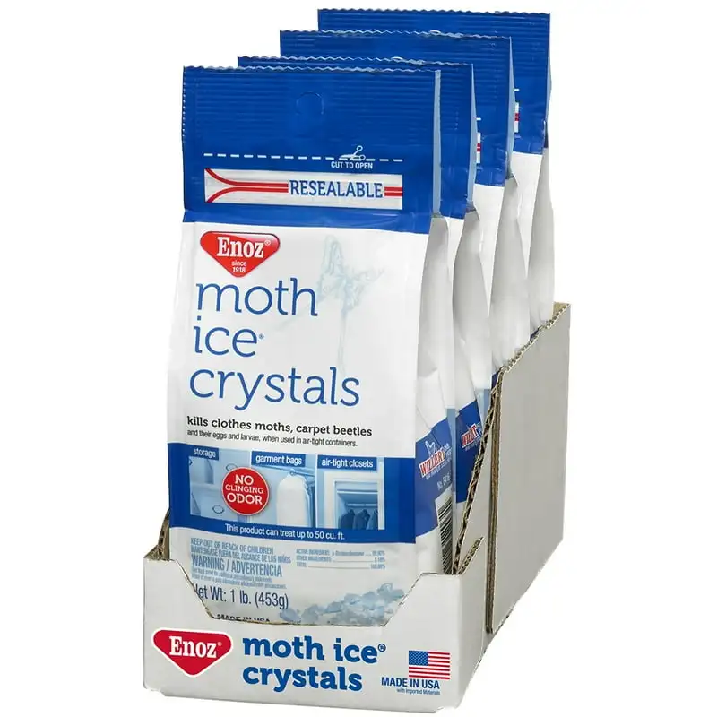 

Ice Crystals, Moth Killer for Clothes Moths & Carpet Beetles, 16 oz, 4 Pk