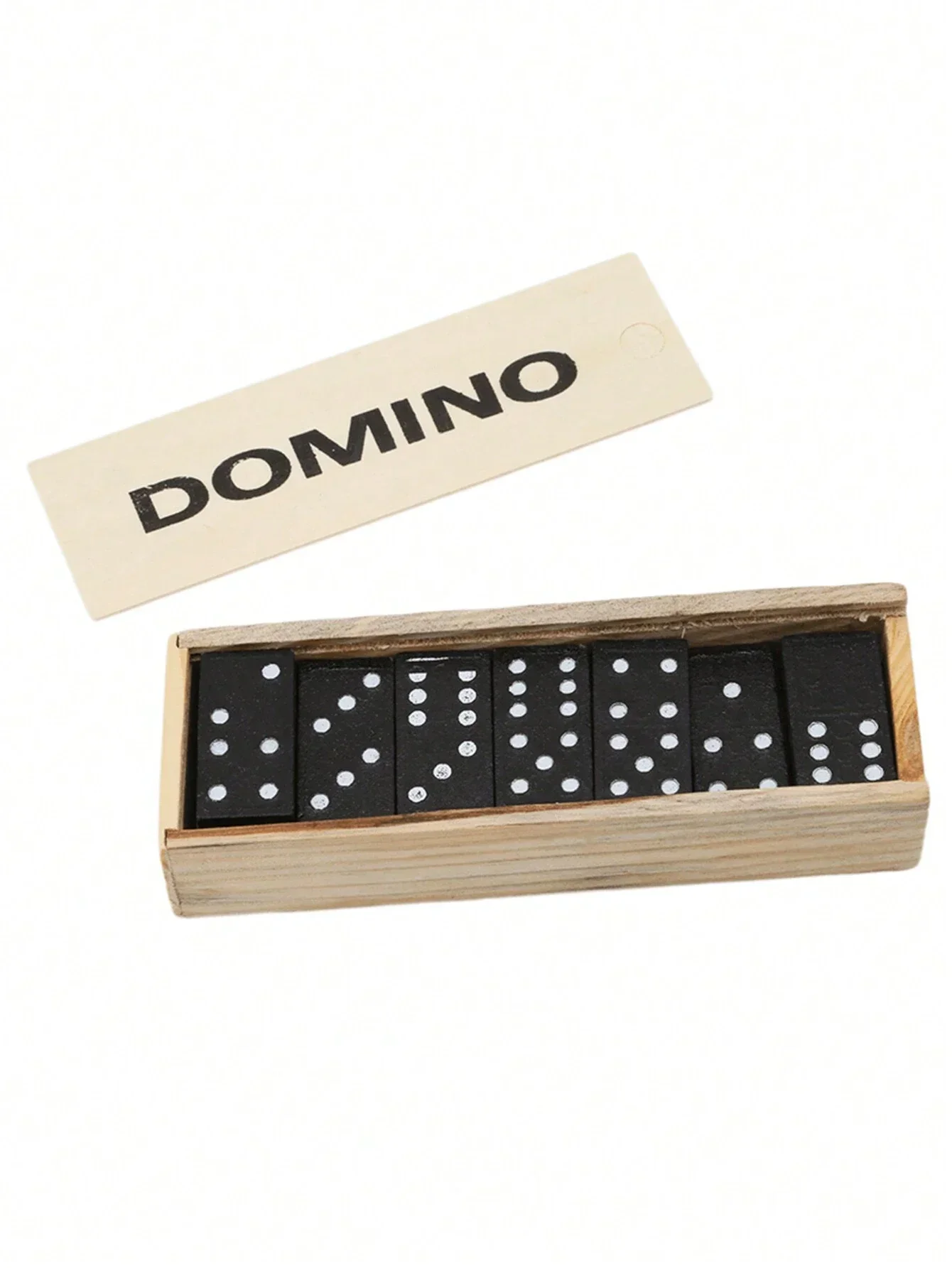 28 Pieces Of Black Domino Wooden Box With Black Domino Wooden Board Game Teaching Aids Party Game Children's Gift 3